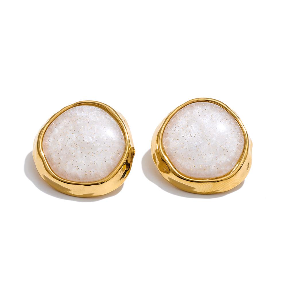 

Yhpup White Green Stainless Steel Resin Acrylic Round Stud Earrings 2026 Fashion Spring Summer Style Popular New Jewelry Gift