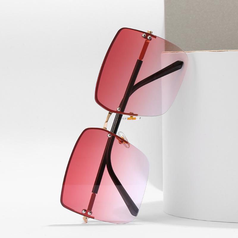 2020 Square Sunglasses, Street Shooting Personalized Rice Rimless Glasses Gradual Change Color Sunglasses Women