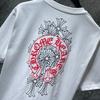 8015 CHROME HEARTS 2026 Sommar Ny Högkvalitativ Bomull Rund Hals Lös Stor Storlek Herr- och Dam-T-shirt Par-T-shirt