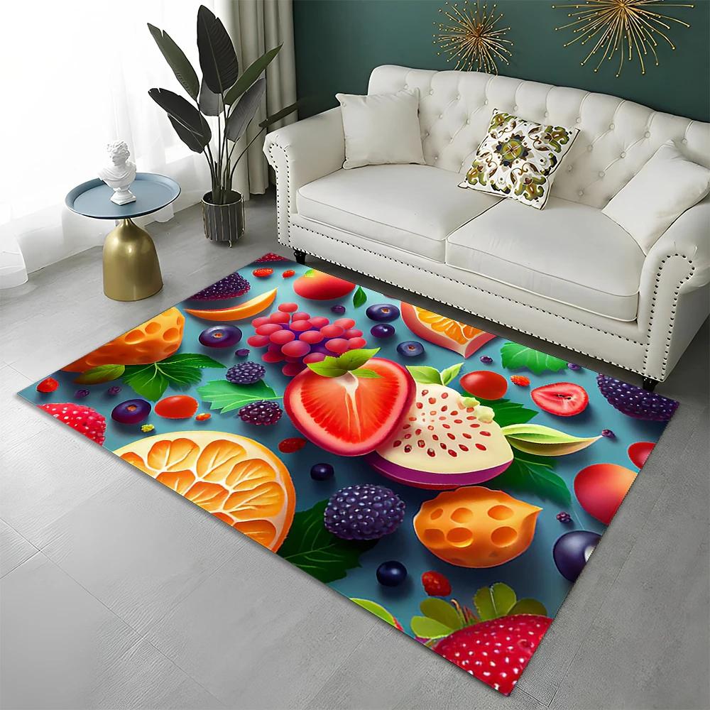 3D Cute Fruit Cartoon HD Carpet Rug for Home Living Room Bedroom Sofa Kitchen Doormat Decor,Child Area Rug Non-slip Floor Mat