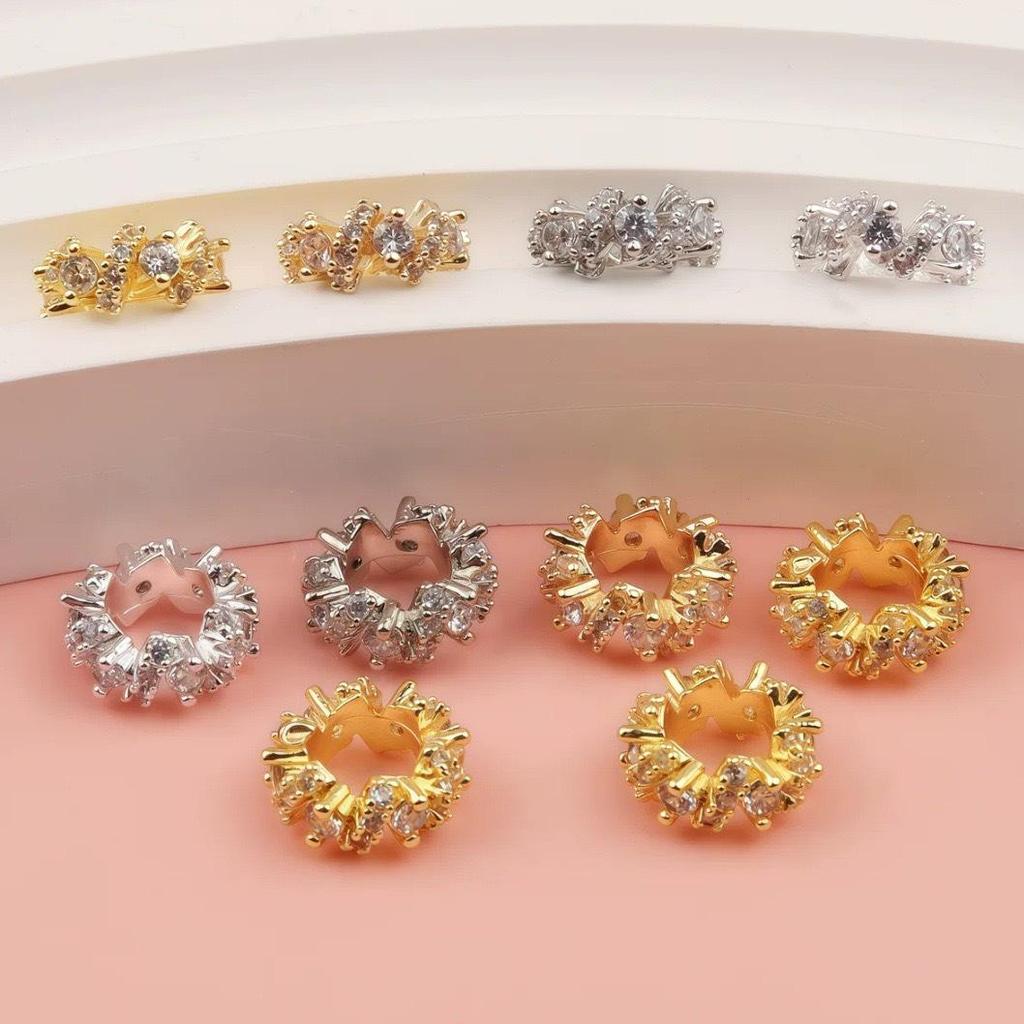 14k Gold-Plated Color-Preserving Cubic Zirconia Spacer & Barrel Beads for DIY Crystal Bracelets