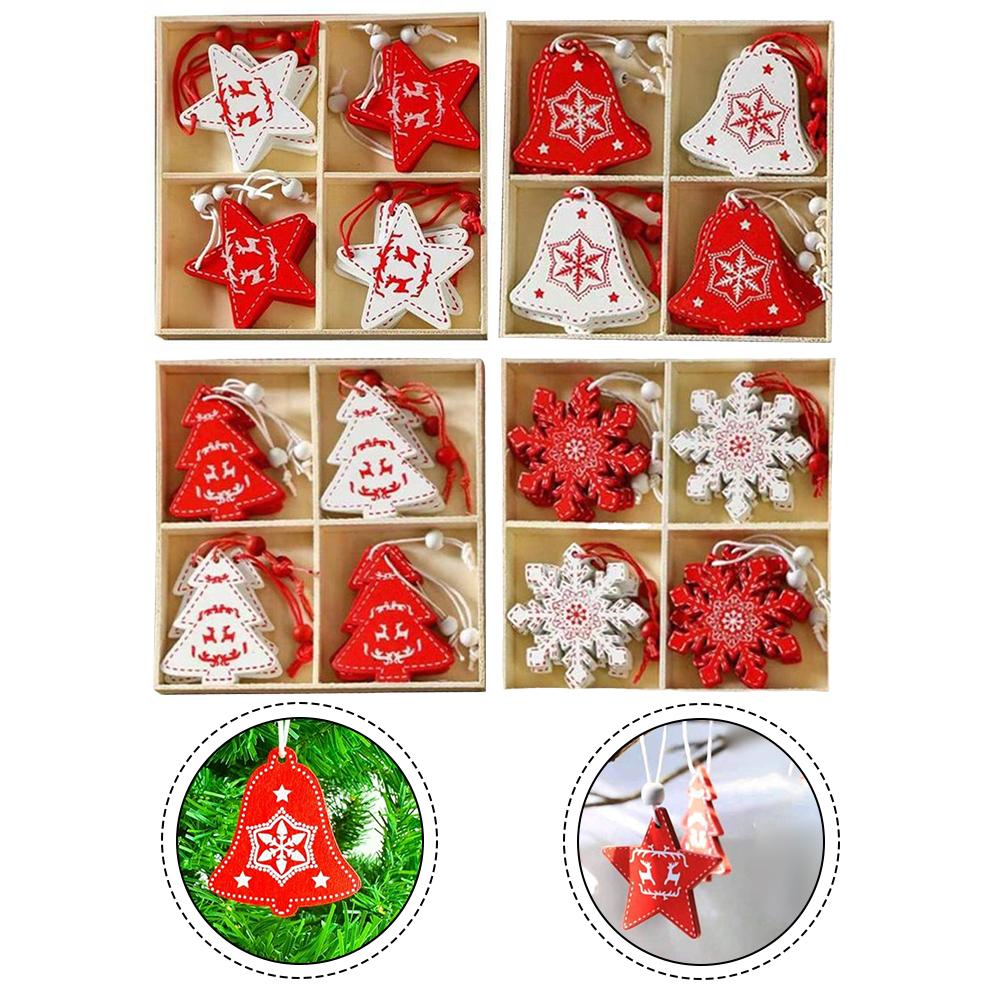 Christmas Celebrations Red White Hanging Decoration Charming Holiday Decor Beautifully Carved Shapes Convenient Hanging String