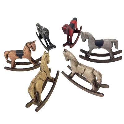 Wooden Crafts Rocking Horse Statue Balance Art Figurines Home Decor Kids Toys Small Horse Hand Carved Gifts Office Home Decor