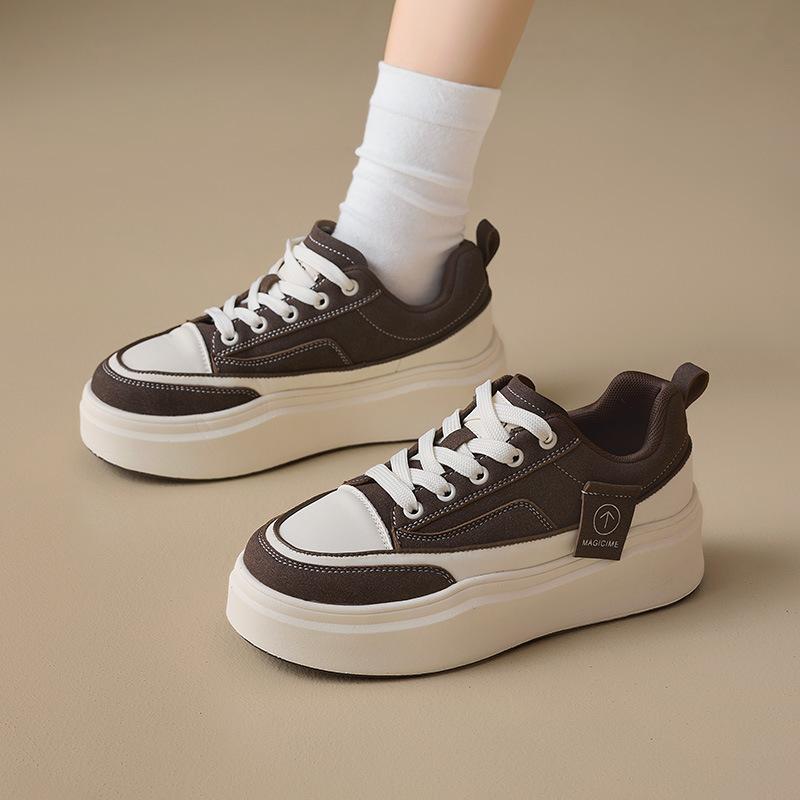 Augustine thick baseplate shoes women's 2025 new spring fashion casual sports shoes retro muffin white shoes