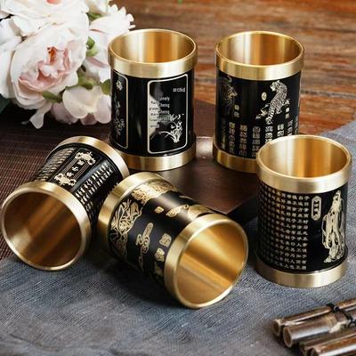 Brass Pen Holder: Office & Study Room Decor, Literary Gift, Copper Handicraft