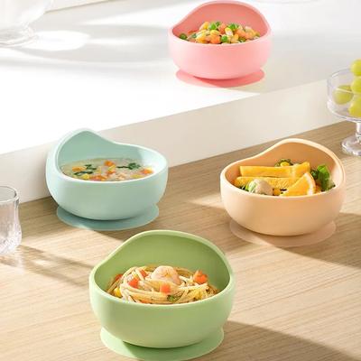 Baby Feeding Bowl Food Grade Silicone Anti Drop Snack Bowls Training Toddler Children's Tableware Solid Color Durable Plates