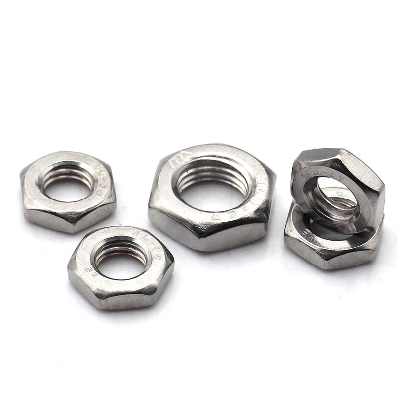 304 Stainless Steel Thin Hex Fine Thread Nuts Metric M4-M24