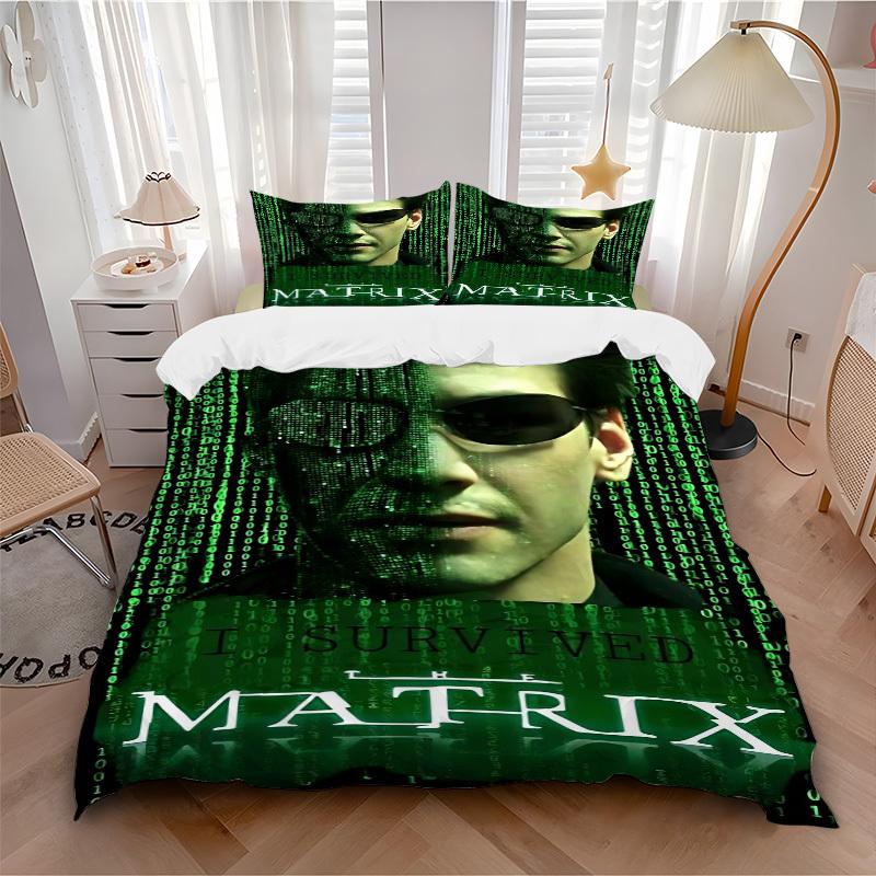 3pcs Matrix, Survived Cover Set,Soft Comfortable Duvet Cover,Guest Room (1*Duvet Cover + 2*Pillowcases, Without Core) Yy251024047