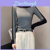 Elegant Fall Women T Shirt With Fabric And Abstract Pattern For Office Wear