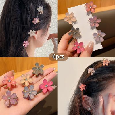 6 Bunte Kleine Blume Haarspangen Süßer Koreanischer Stil Mode Haarspangen Geeignet für den Täglichen Gebrauch Haaraccessoires