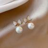 Cute Romantic Bowknot Pearl Earrings for Women Korean Simple Personality Exquisite Pendant Earrings Wedding Jewelry Party Gift