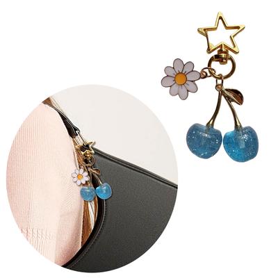 Cherry Flower Keychain Fashionable Fruit Pendant Key Holder Accessory Lightweight Bag Charm for Women and Girls