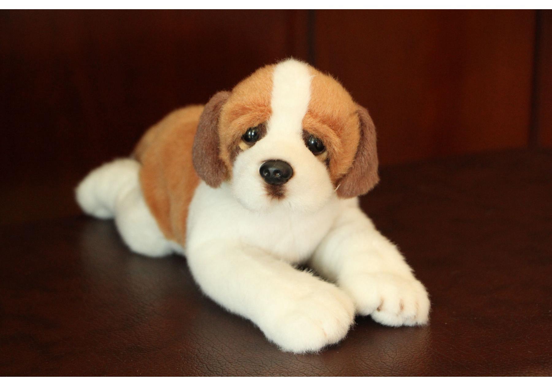 

Cute Saint Bernard Plush Toy - Realistic Swiss Dog Figure 21cm x 8cm x 10cm коричневый