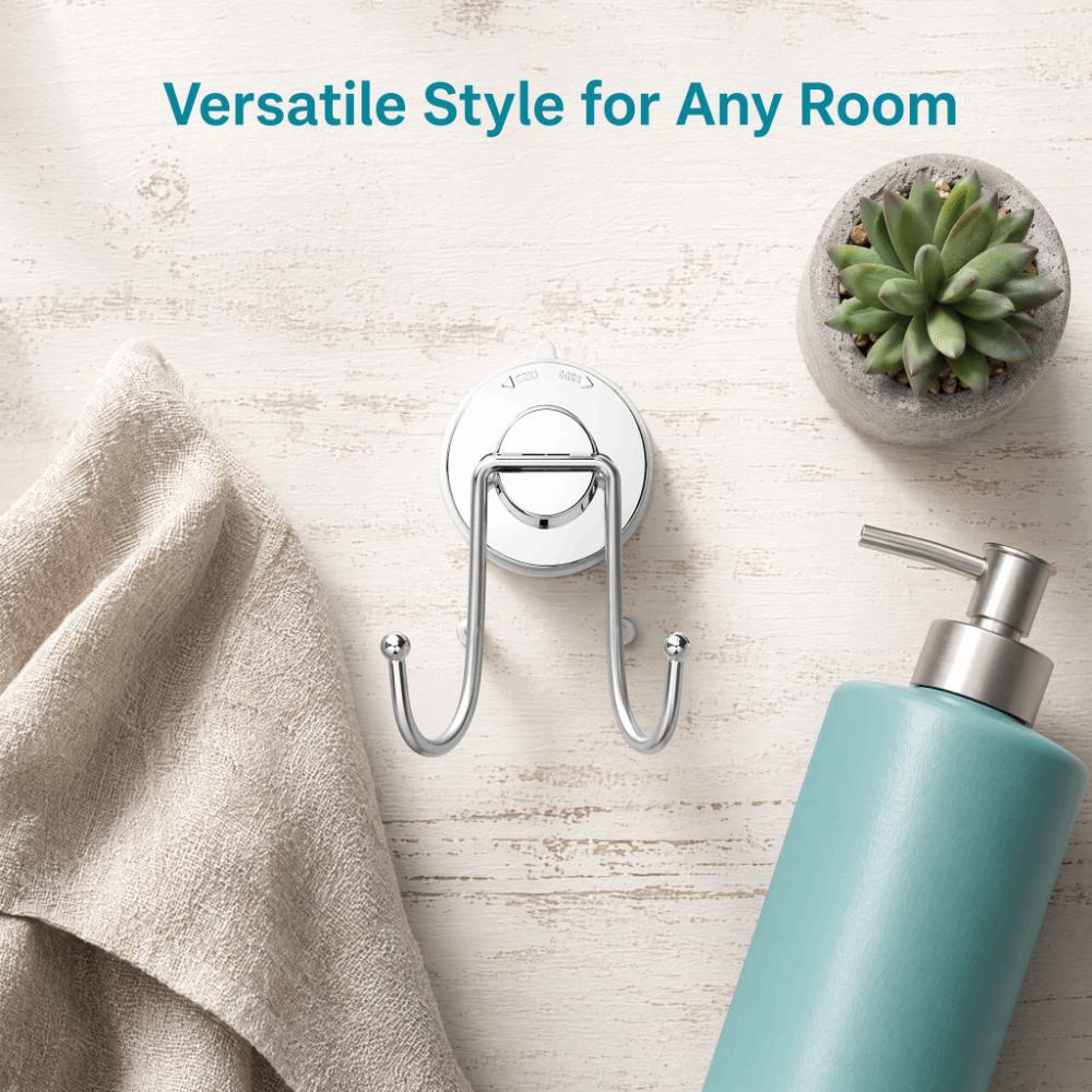 ABS Material Wall Hooks Stainless Steel Double Hanger Hooks Vacuum Suction Hooks For Shower