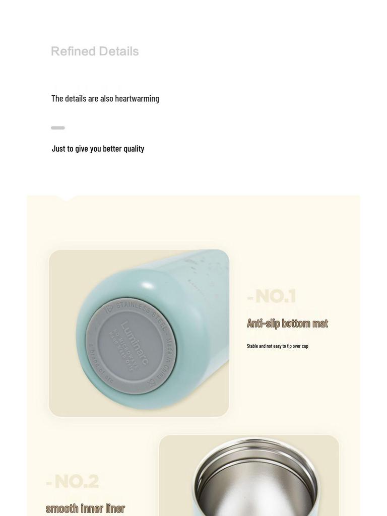 Luminarc Stainless Steel Thermal Travel Mug for Students, Home, Office - Unisex Portable Coffee Cup