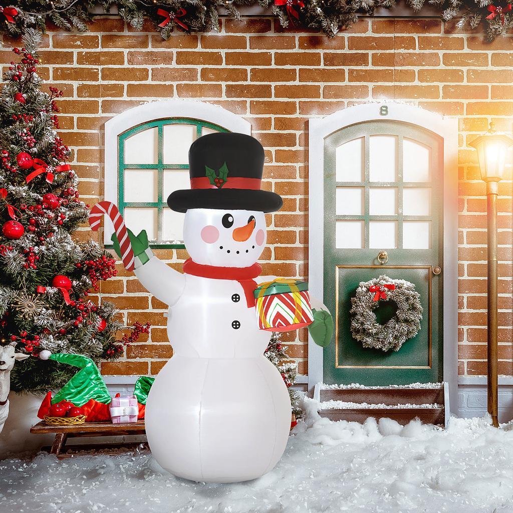 180cm Inflatable Christmas Snowman with LED Lights, Fixing Hardware and Blower, for Indoor and Outdoor Use