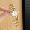 Luxury Vintage Gold-Tone Women's Watches with Floral Steel Bracelet, Water-Resistant Small Dial, Elegant Quartz Timepiece Gift