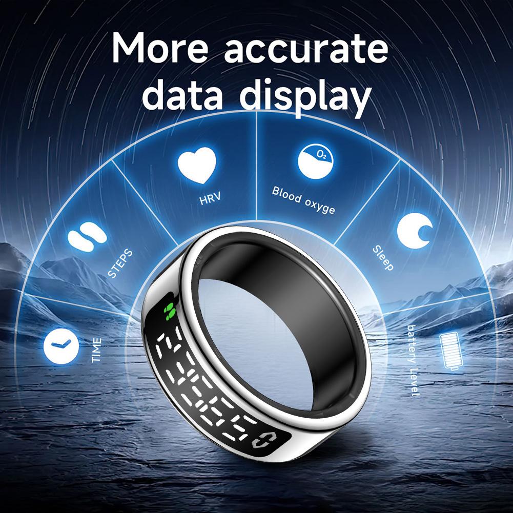 Smart Ring with Heart Rate Blood Oxygen Sleep Monitoring Fitness Tracker Ring with Display Screen Health Monitor for Women&Men