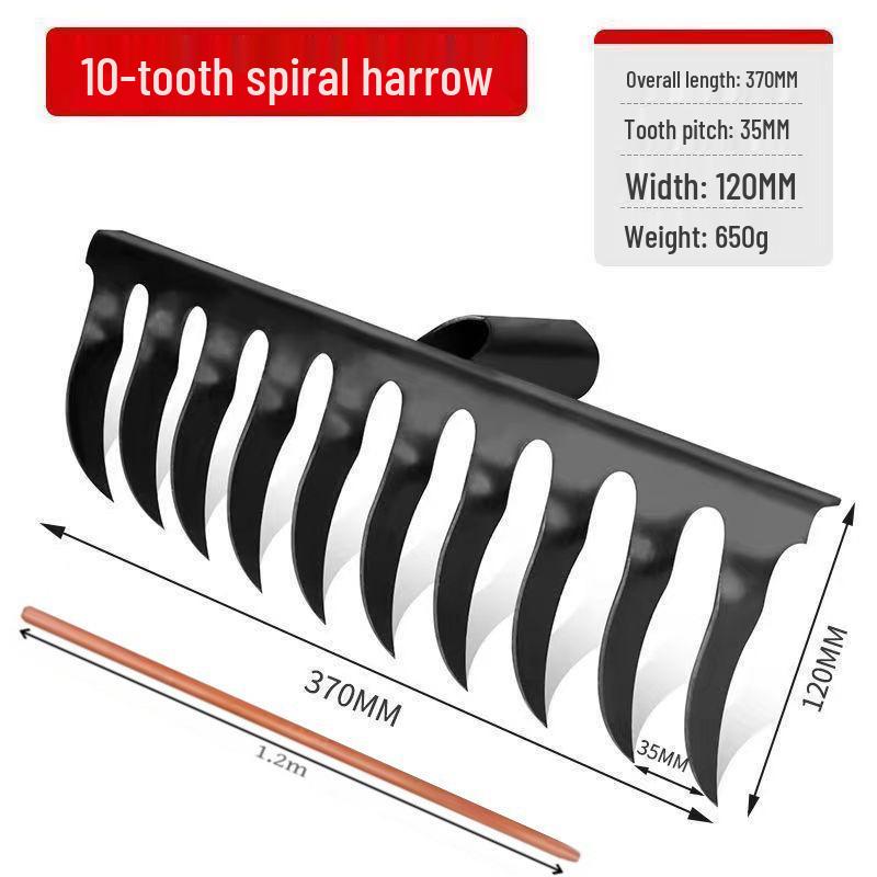 Manganese Steel Hand-Forged Spiral Rake: Multifunctional Garden Tool