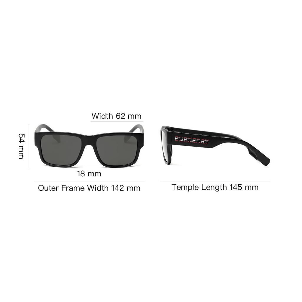 Burberry 4358 Iconic Collection Square Sunglasses Unisex sunglasses Black 0BE4358-346481