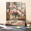1 Set Adult DIY Oil Painting Kit with Wooden Easel DIY Paint by Number Kit Hands-on Ability Development Kit