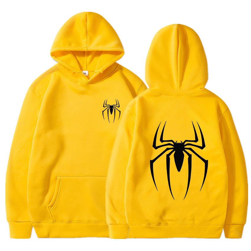 Men's Y2K Spider Print Hoodie Autumn Winter Adult Street Style Loose Hip Hop Punk Fashion Couple Sports Long Sleeve Pullover