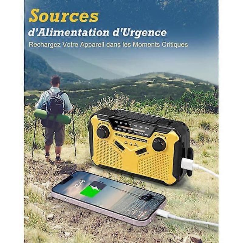 1st Portable Survival Radio with 3000mAh Power Bank/SOS Alarm/Flashlight/Solar Panel, Speaker, Outdoor, Emergency.