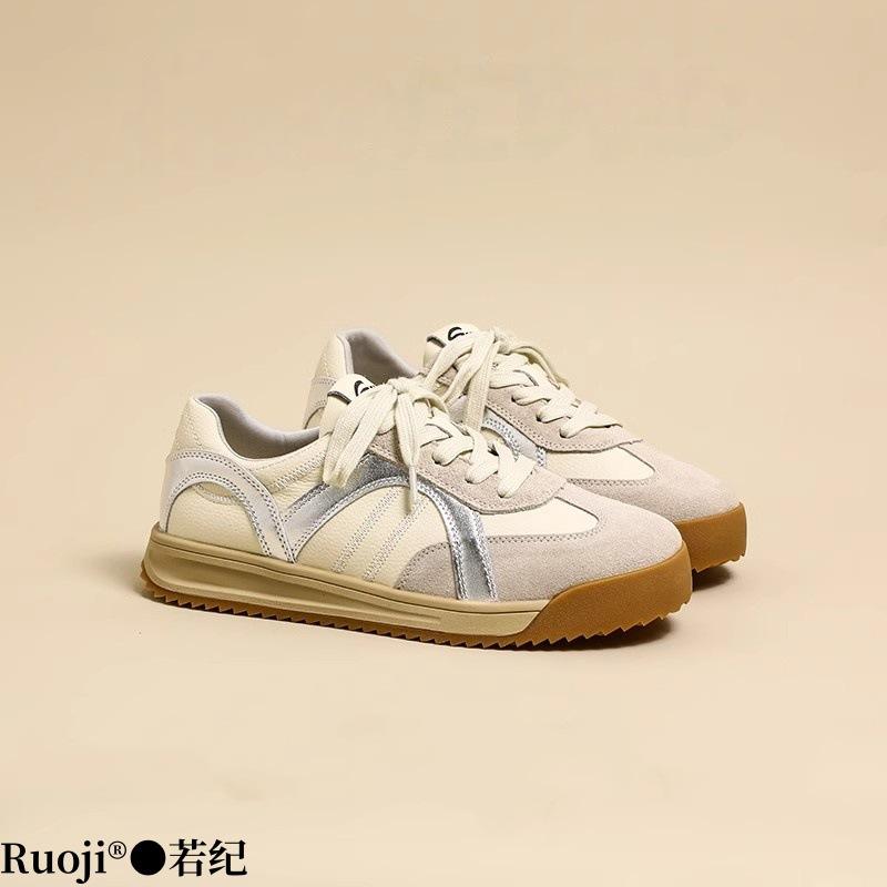 Leather Casual Sports Yellow Platform American Retro Color Matching Light Running Mountaineering Forrest Gump Training Board Shoes Women's