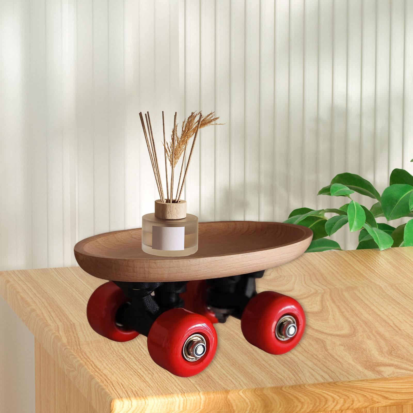

Premium Solid Wood Pulley Storage Tray Decorative Rectangular Rolling Tray Stylish Organizer for Bedroom Table