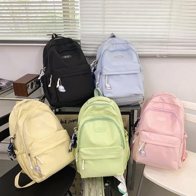 School Bag Female Japanese Junior High School Student Backpack Korean Version Solid Color Soft Girl Girl Backpack Simple College Backpack