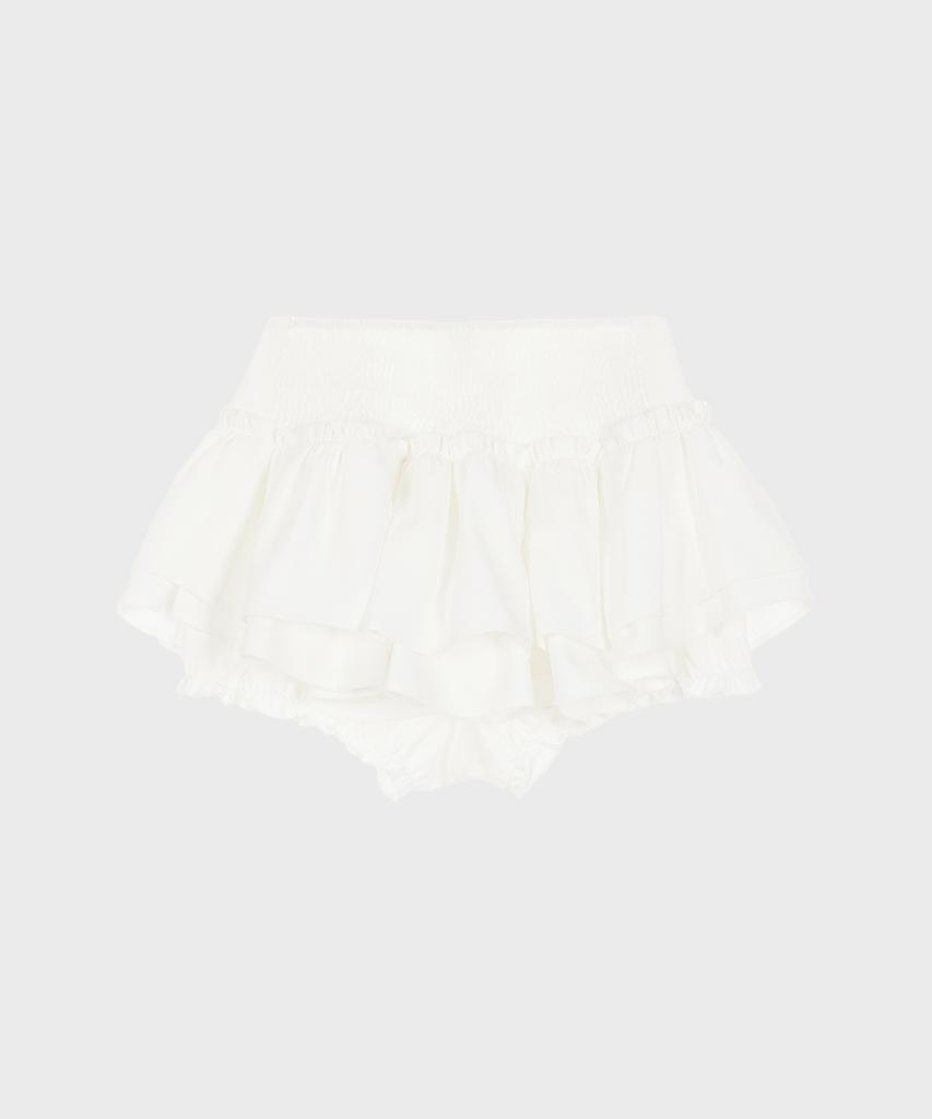 Alkialka Ribbon Tiered Mini Skirt (Ivory)