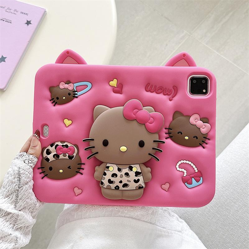 

For Huawei Honor X8A X9 11 Inch Cute 3D Cartoon Kuromi Hello Kitty Head Grip Tok Holder Silicone Tablet Protective Case Honor Pad X8a