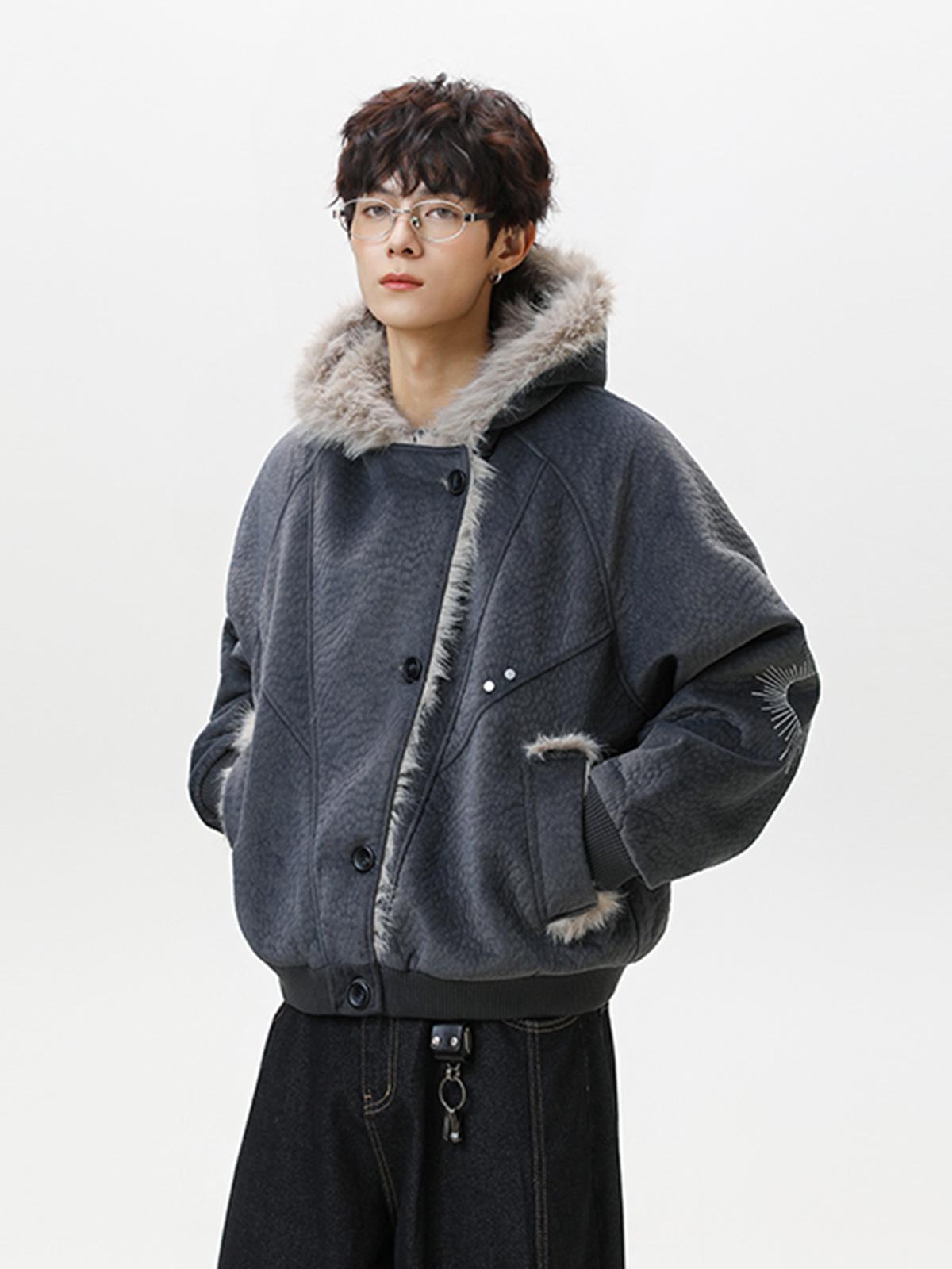 

Men s Retro American Eagle Hooded Cotton Jacket - Thick, Warm, Trendy Winter Wear XXL сірий колір