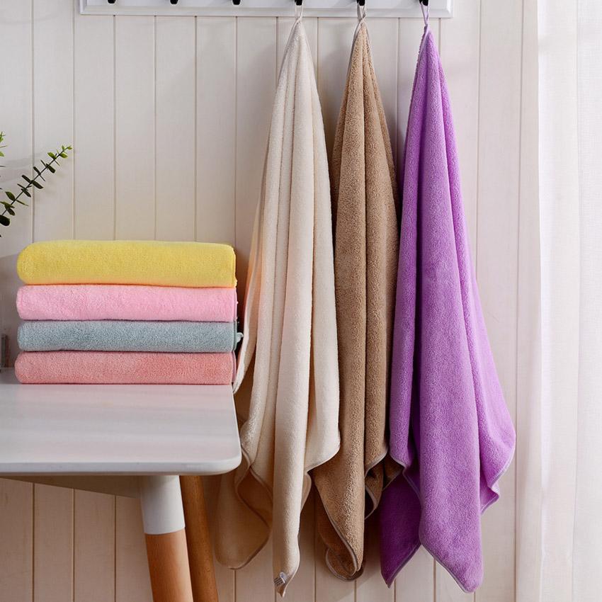 Bath Towel Solid Color Microfiber Shower Towel For Bathroom Swimming Towel Adults Kids Toalla Facial Visage Serviette Toalha