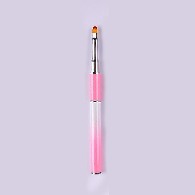 Dual-Ended Nail Art Gel Pen with Metal Pusher and Long Handle