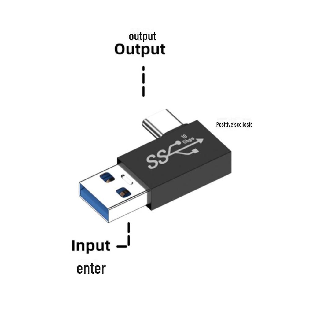 USB Typ-C 3.2 Gen 2 Stecker auf Buchse 90-Grad-Adapter, 10 Gbit/s High-Speed U-Typ Konverter