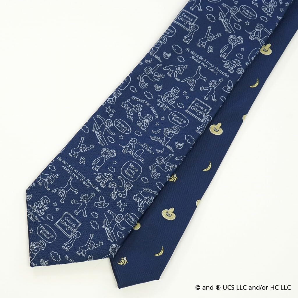 [Curious George] Tie UND49161 Blue Navy Party Brand Tie Character Gift