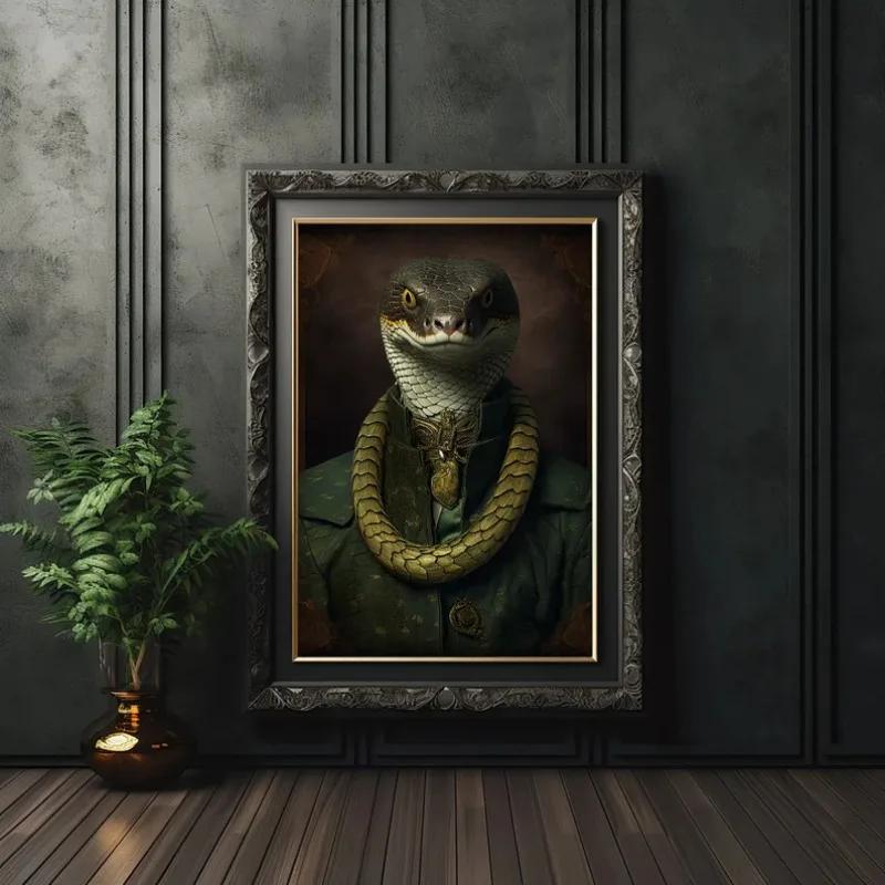 Retro Renaissance Animal Portrait Poster Fox Black Cat Lion Owl Royal Pet Canvas Painting Funny Wall Art Living Room Home Decor