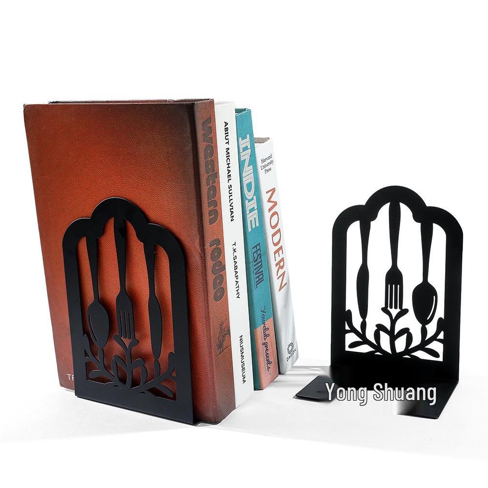 Retro Simple Cutlery Graphics Book Stand - Hollowed-out Bookshelf for Students