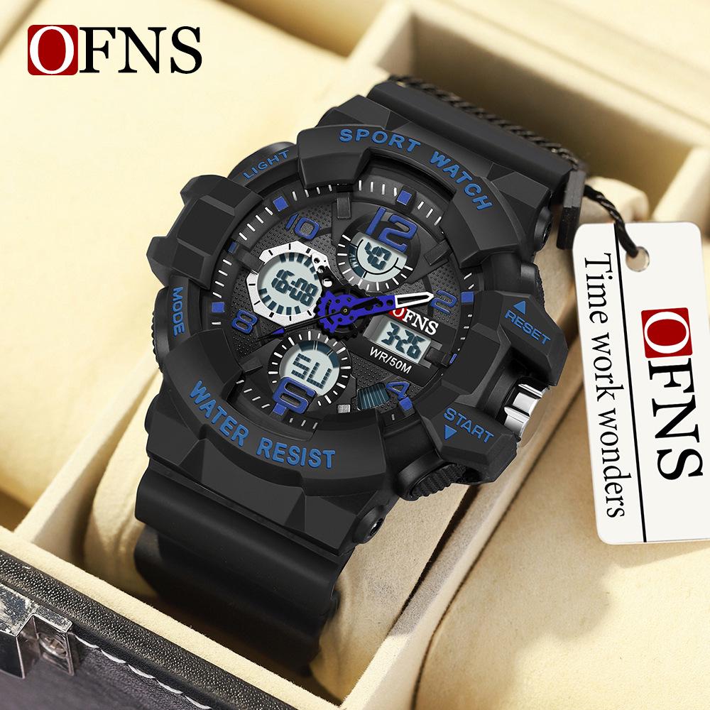 OFNS Men's Multifunctional Trendy Electronic Watch with Timer & Stopwatch