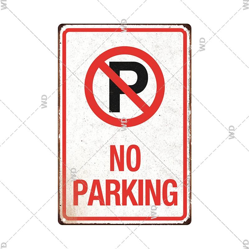 Tin Sign No Parking Slow Down Caution Warning Do Not Pass Metal Vintage Plaque Retro Metal Plate Traffic Yard Street Wall Decor