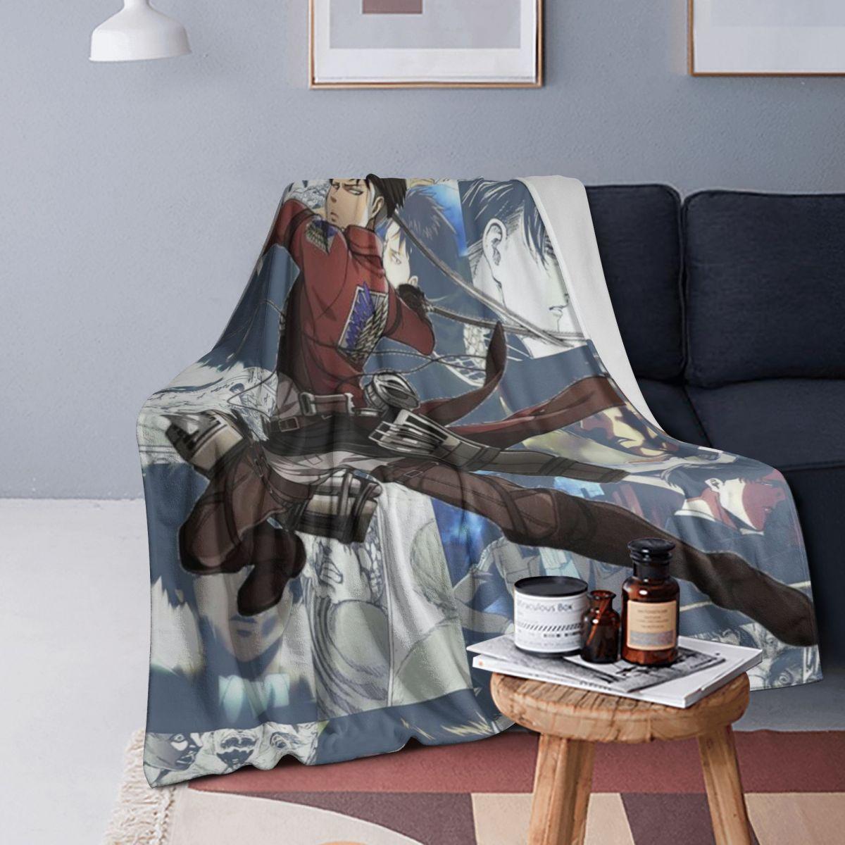 Levi Ackerman Blankets Soft Warm Flannel Throw Blanket Bedding for Bed Living Room Picnic Travel Home Couch 75X95CM