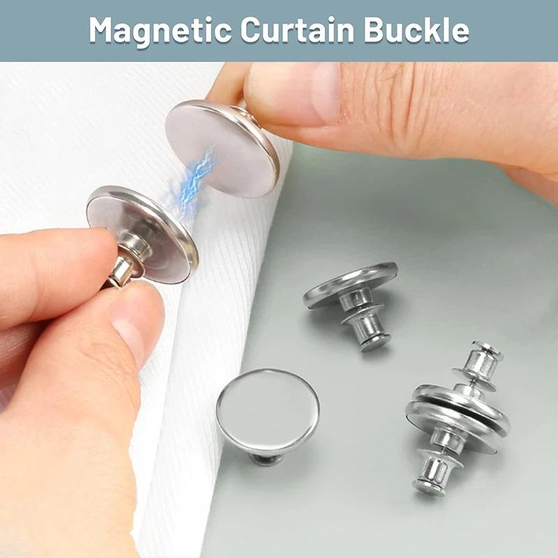 10-1Pair Curtain Magnetic Button Detachable Curtain Fix Fastener Clip Prevent Light Adjustment Window Screen Close Magnet Buckle
