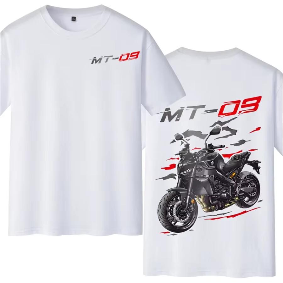 MT-09 Motorcycle Rider Cotton Printed T-shirt Men's Women's   Short Sleeves Vintage Casual Cotton Loose Graphic T-shirt
