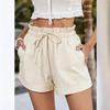 High-Waist Solid Color Loose Casual Fashion Shorts for Women