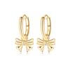 Lovely 925 Silver Pink Bow Charms Earrings Rings Christmas Bell Pendant Fit Original Bracelet Necklace DIY Jewelry Gift