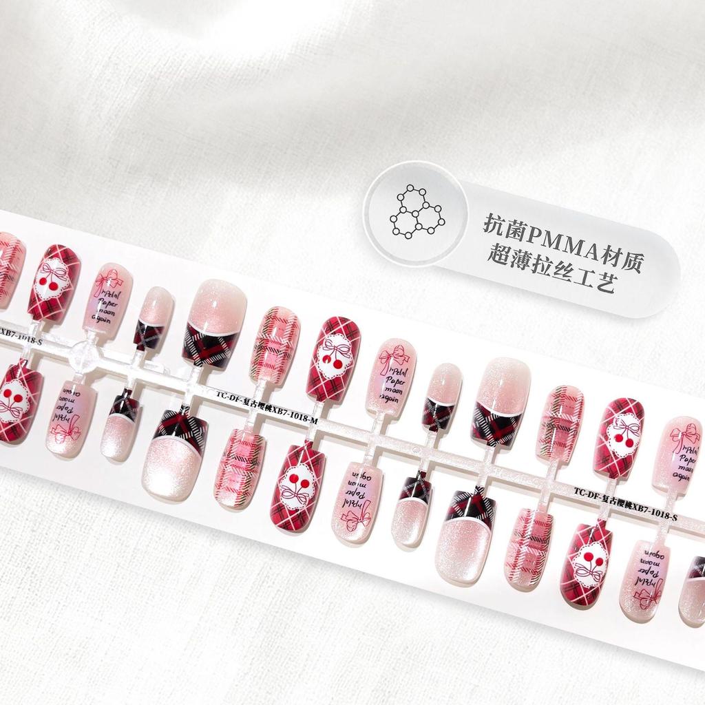 New Chinese Style Gradient Cartoon Short Square Wearable False Nails