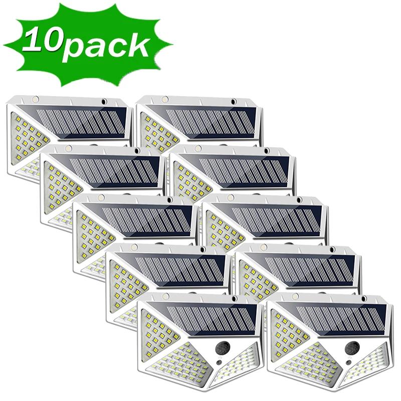1~12PCS 100 LED Solar Power Wall Light Motion Sensor Waterproof Outdoor Garden Lamp Yard Waterproof Stairs Outdoor Wall Light