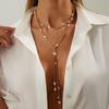 Vintage Black Rope Bow Tie Pendant Necklace For Women Elegant Metal Beaded Long Adjustable Necklace Jewelry Accessories