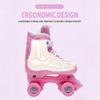 Kids Adjustable Roller Skates Quad Design Wear-resistant Wheels Safe Toe Stop for Beginner Boys Girls Outdoor Exercise